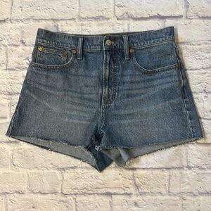 Madewell The Perfect Jean Short High Rise Blue Denim Raw Cut Off Hems Size 29